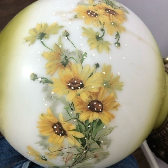 RARE Vintage 1972 EF & EF Industries Yellow Cottagecore Hand Painted Floral Lamp - Picture 16 of 16